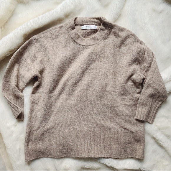 Zara Oversized Oatmeal Crewneck Sweater - Picture 5 of 8